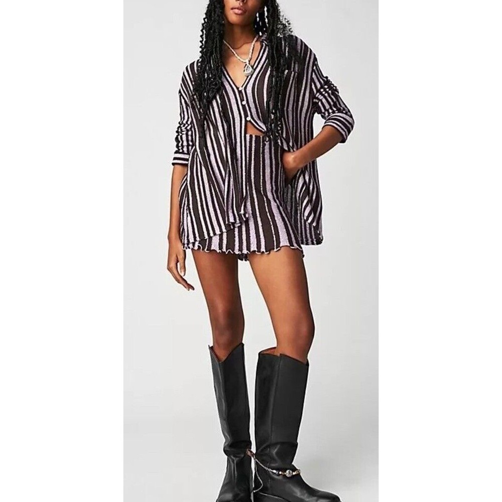 Free People Beach Bash Sweater Set Chocolate Plum… - image 1